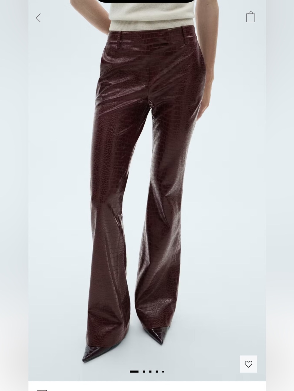 High-Rise Faux Croc Flare Pants Mango